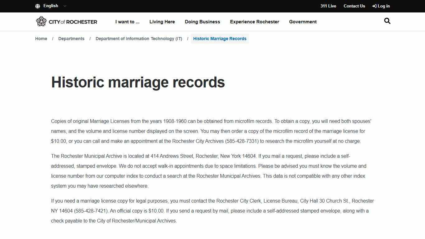 Historic marriage records | City of Rochester, New York