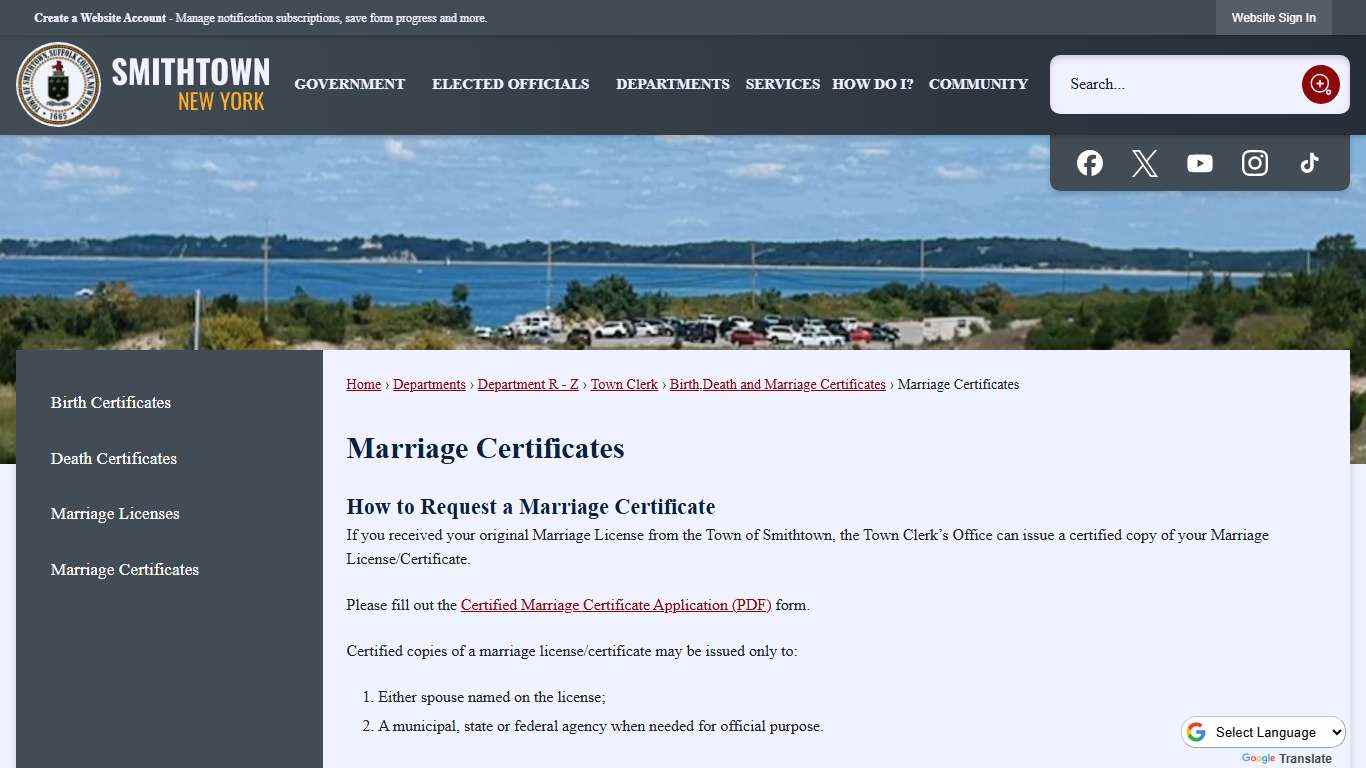 Marriage Certificates | Smithtown, NY - Official Website